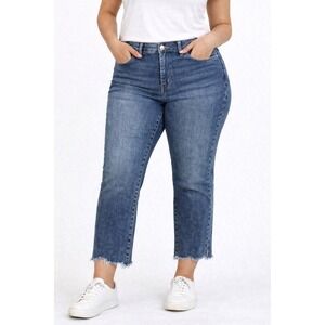 Z1 Judy Blue JB88400 Skinny Fit Raw Chewed Hem High Rise Jeans Blue Womens 14W